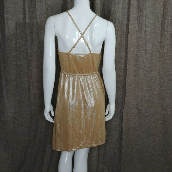 Wild Blue Sadie Robertson Dress Gold Shimmer Size Medium Asymmetrical - Picture 4 of 12